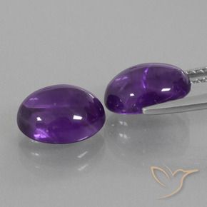 Gemas de Amatista Violeta medio natural de 5.60 ct, Ovalada, Transparente