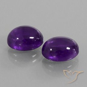 Gemas de Amatista Violeta medio natural de 6.08 ct, Ovalada, Transparente