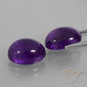 Gemas de Amatista Violeta medio natural de 6.08 ct, Ovalada, Transparente