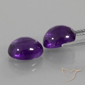 Gemas de Amatista Violeta medio natural de 5.58 ct, Ovalada, Transparente