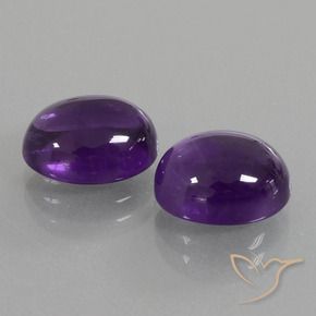Gemas de Amatista Violeta medio natural de 6.22 ct, Ovalada, Transparente