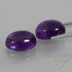 Gemas de Amatista Violeta medio natural de 6.22 ct, Ovalada, Transparente