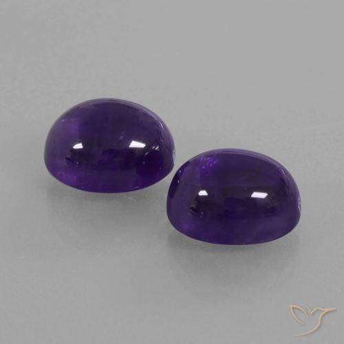 Gemas de Amatista Violeta oscuro natural de 6.97 ct, Ovalada, Transparente