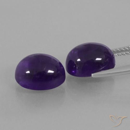 Gemas de Amatista Violeta oscuro natural de 6.97 ct, Ovalada, Transparente
