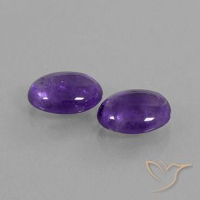 Gemas de Amatista Violeta medio natural de 4.26 ct, Ovalada, Transparente