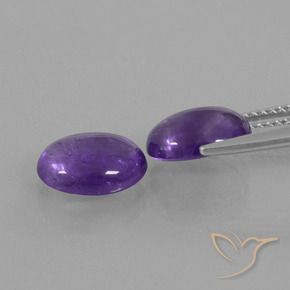 Gemas de Amatista Violeta medio natural de 4.26 ct, Ovalada, Transparente