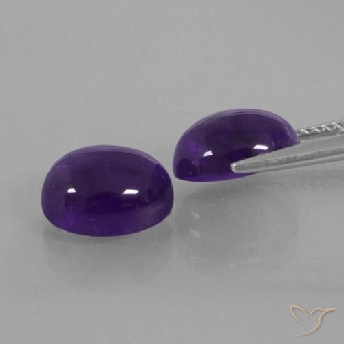 Gemas de Amatista Violeta oscuro natural de 6.11 ct, Ovalada, Transparente