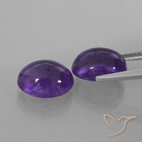 Gemas de Amatista Violeta oscuro natural de 5.53 ct, Ovalada, Transparente