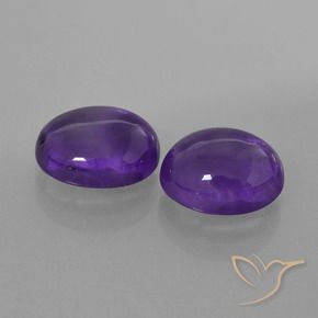 Gemas de Amatista Violeta medio natural de 5.33 ct, Ovalada, Transparente