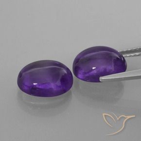 Gemas de Amatista Violeta medio natural de 5.33 ct, Ovalada, Transparente