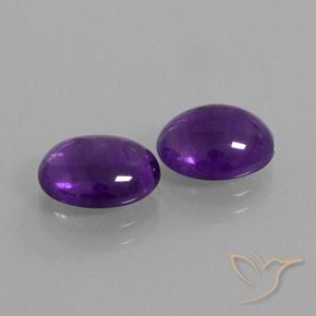 Gemas de Amatista Violeta medio natural de 4.94 ct, Ovalada, Transparente