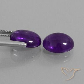 Gemas de Amatista Violeta medio natural de 4.94 ct, Ovalada, Transparente