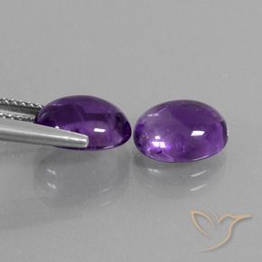 Gemas de Amatista Violeta medio natural de 5.08 ct, Ovalada, Transparente