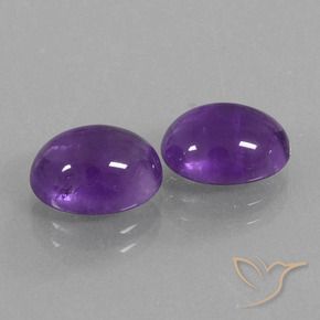 Gemas de Amatista Violeta medio natural de 5.33 ct, Ovalada, Transparente