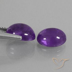 Gemas de Amatista Violeta medio natural de 5.33 ct, Ovalada, Transparente