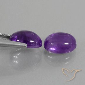 Gemas de Amatista Violeta claro medio natural de 5.76 ct, Ovalada, Transparente