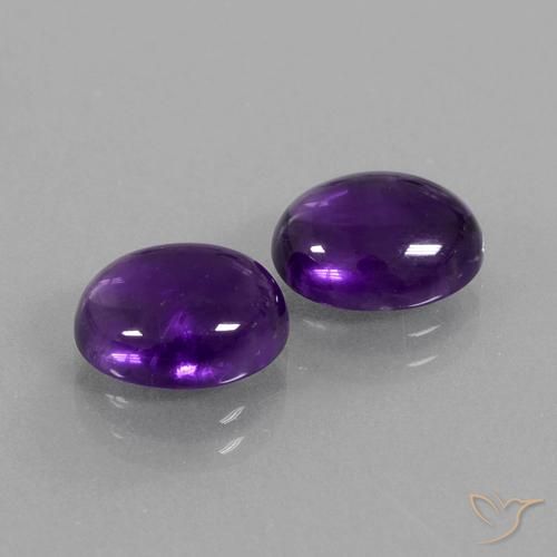 Gemas de Amatista Violeta medio natural de 5.56 ct, Ovalada, Transparente