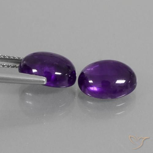 Gemas de Amatista Violeta medio natural de 5.56 ct, Ovalada, Transparente
