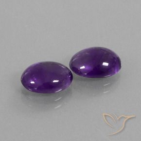 Gemas de Amatista Violeta medio natural de 4.29 ct, Ovalada, Transparente