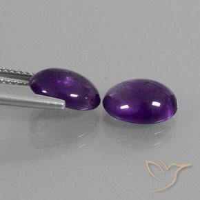 Gemas de Amatista Violeta medio natural de 4.29 ct, Ovalada, Transparente