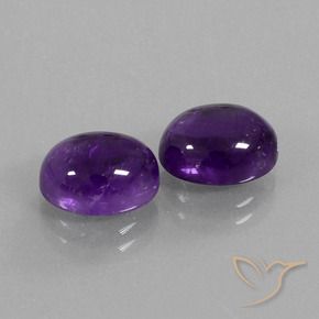 Gemas de Amatista Violeta medio natural de 6.21 ct, Ovalada, Transparente
