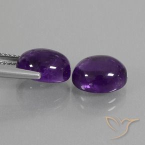 Gemas de Amatista Violeta medio natural de 6.21 ct, Ovalada, Transparente