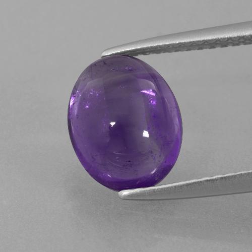 Amatista Violeta medio natural de 2.75 ct, Corte Óvalo, Transparente