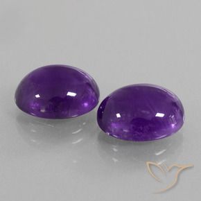 Gemas de Amatista Violeta medio natural de 9.92 ct, Ovalada, Transparente