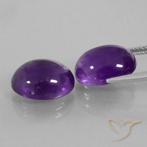 Gemas de Amatista Violeta medio natural de 9.92 ct, Ovalada, Transparente