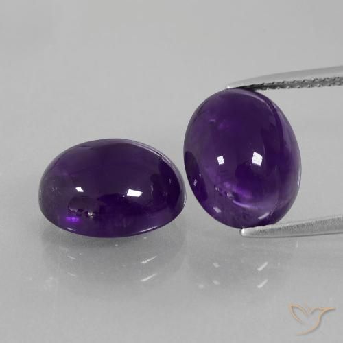 10.16ctw Natural Violeta oscuro Amatista, Ovalada, Transparente