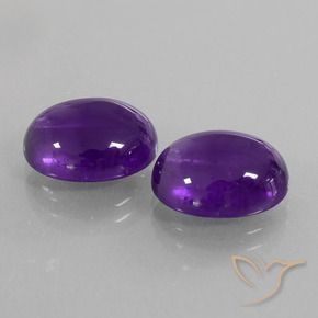 Gemas de Amatista Violeta medio natural de 9.68 ct, Ovalada, Transparente