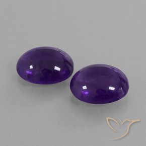Gemas de Amatista Violeta medio natural de 8.46 ct, Ovalada, Transparente