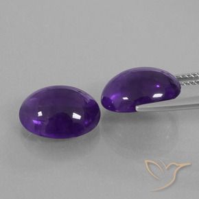 Gemas de Amatista Violeta medio natural de 8.46 ct, Ovalada, Transparente