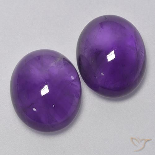 Gemas de Amatista Violeta medio natural de 9.17 ct, Ovalada, Transparente