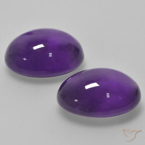 Gemas de Amatista Violeta medio natural de 9.17 ct, Ovalada, Transparente