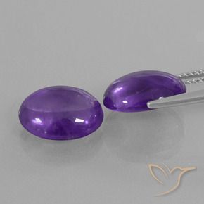 Gemas de Amatista Violeta medio natural de 8.18 ct, Ovalada, Transparente