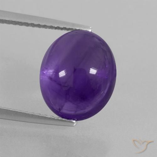 Amatista Violeta medio natural de 5.68 ct, Corte Óvalo, Transparente