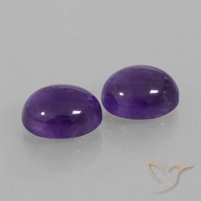 Gemas de Amatista Violeta medio natural de 4.40 ct, Ovalada, Transparente