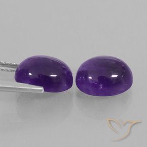 Gemas de Amatista Violeta medio natural de 4.40 ct, Ovalada, Transparente