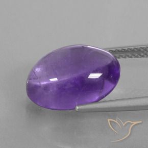 Amatista Violeta medio natural de 6.05 ct, Ovalada, Transparente