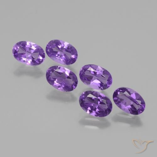 Gemas de Amatista Violeta medio natural de 2.42 ct, Corte Óvalo, VVS-VS