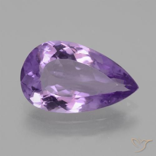 Amatista Violeta medio natural de 6.48 ct, En forma de pera, VS