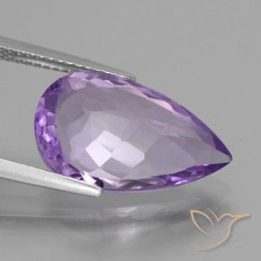 Amatista Violeta medio natural de 6.48 ct, En forma de pera, VS
