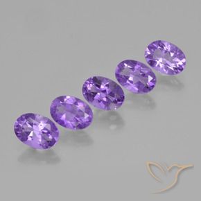 Gemas de Amatista Violeta medio natural de 3.73 ct, Ovalada, VS