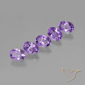 Gemas de Amatista Violeta claro medio natural de 3.36 ct, Ovalada, VS