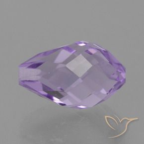 Amatista Violeta rosáceo claro natural de 3.48 ct, Corte Briolette, VS