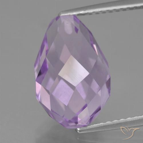 7.63ct Natural Violeta rosáceo claro Amatista, Corte Briolette, VS