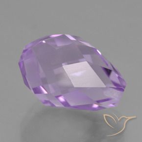 Amatista Violeta rosáceo claro natural de 7.63 ct, Corte Briolette, VS