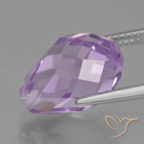 Amatista Violeta rosáceo claro natural de 7.63 ct, Corte Briolette, VS