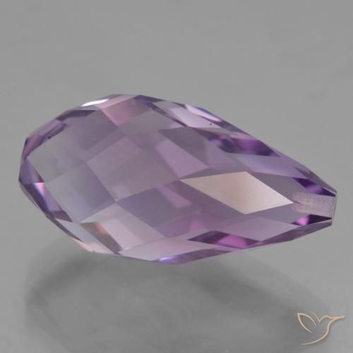 Amatista Violeta medio natural de 12.34 ct, Corte Briolette, VVS-VS